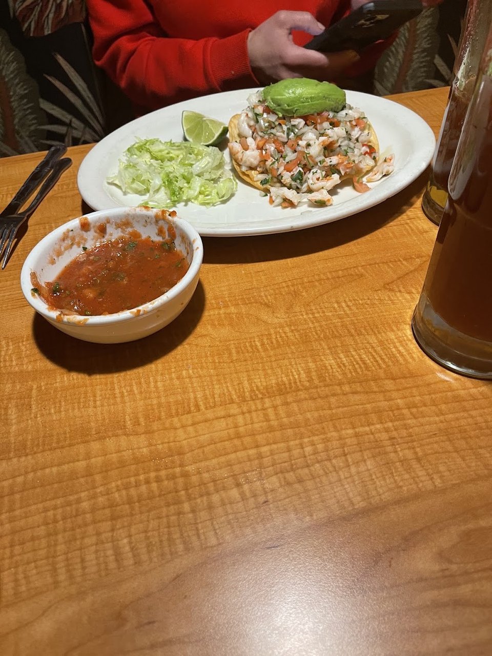 Printed menu with beverages and margaritas.